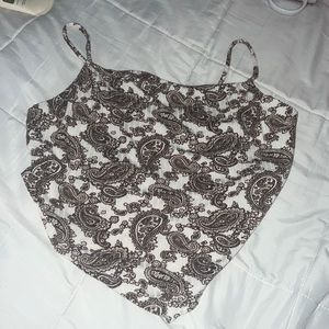 Cute brown/white bandana crop tank top